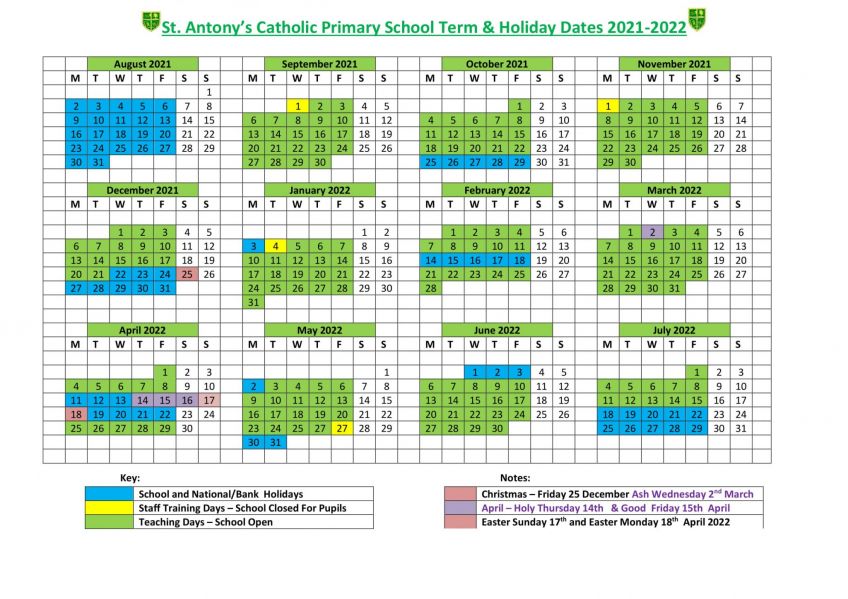 School Term Dates - St Antony's